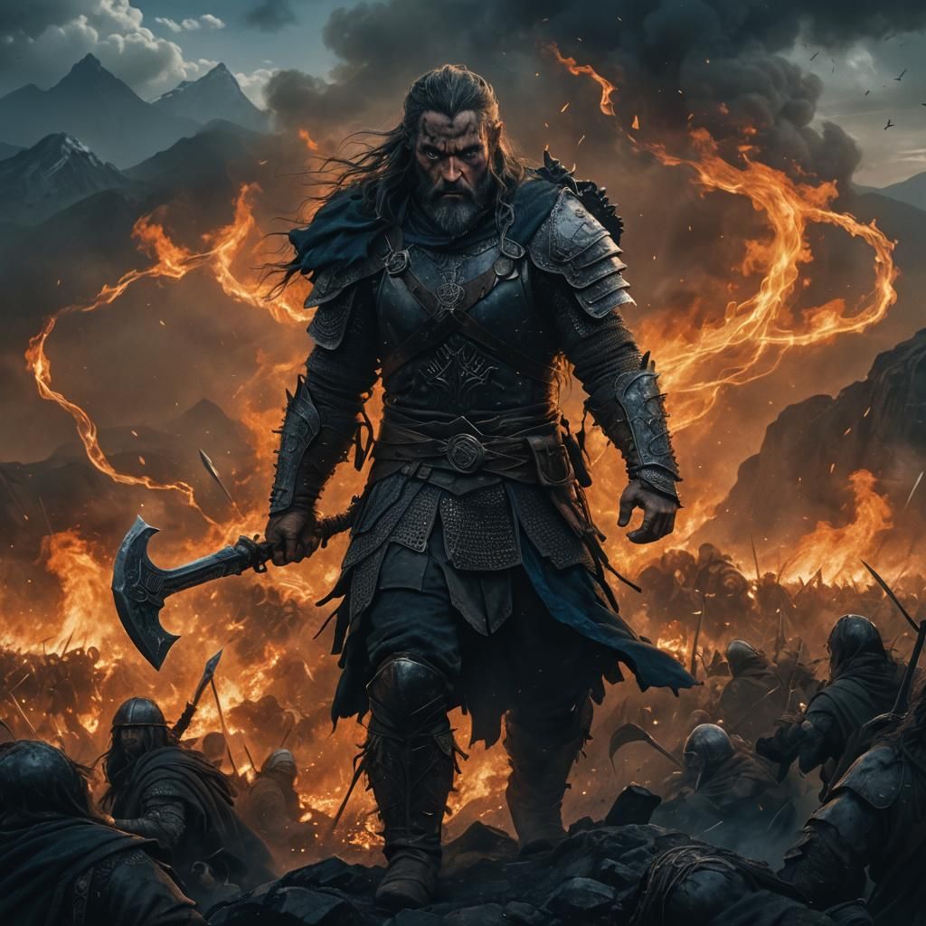 Dramatic Warrior Portrait in Fantasy Style