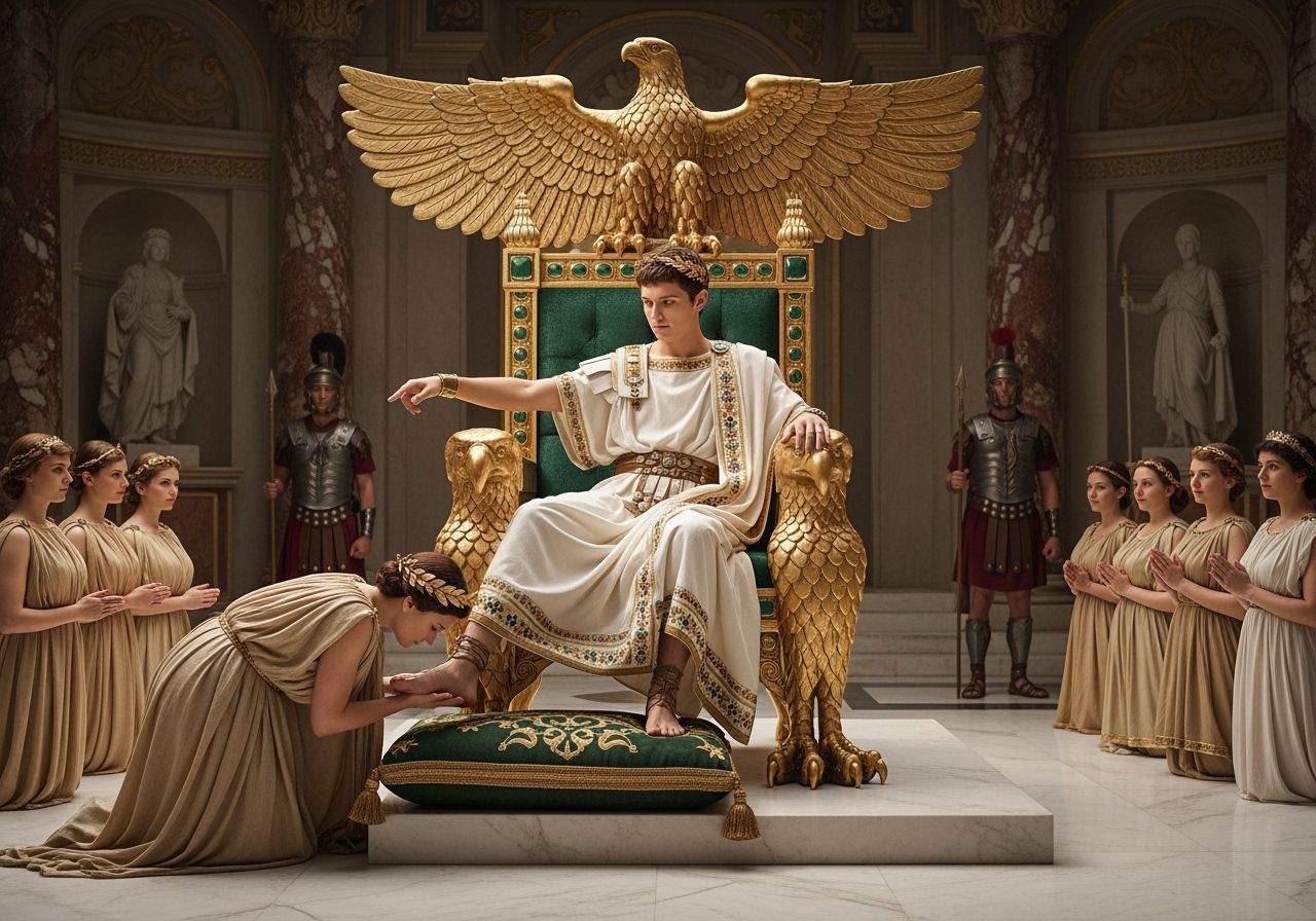Emperor Nero on Extravagant Throne