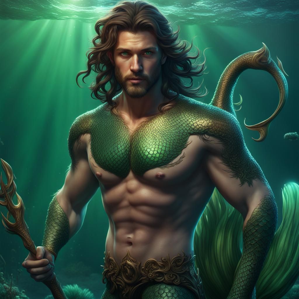 Merman with Black Tail Concept Art