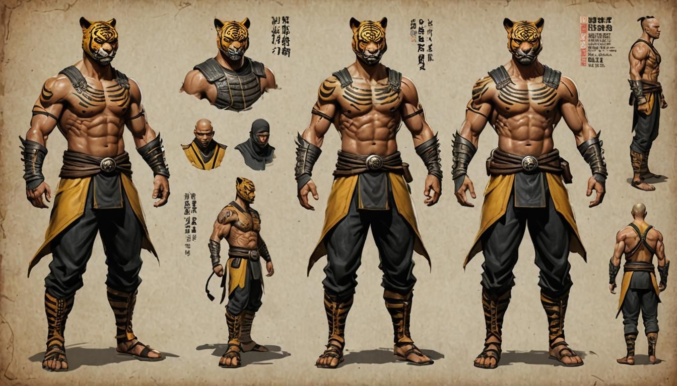 Shaolin Kung Fu Warrior Concept Art with Tiger Motif