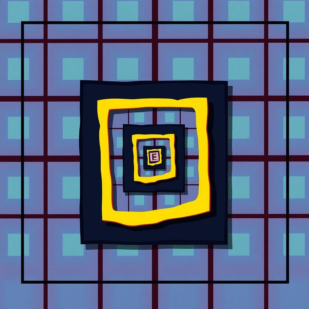 Abstract Spiral of Squares with Mirror Effects