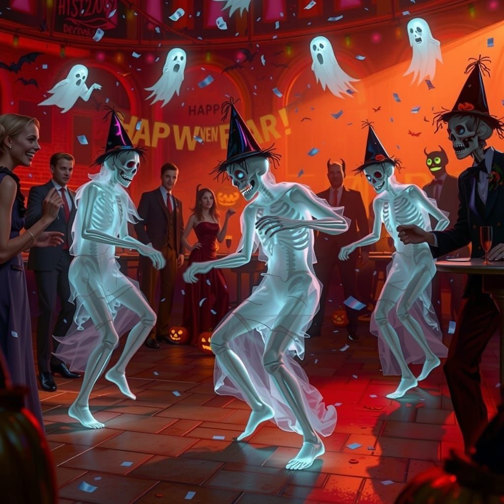 Spooky New Year's Eve Party with Dancing Skeletons