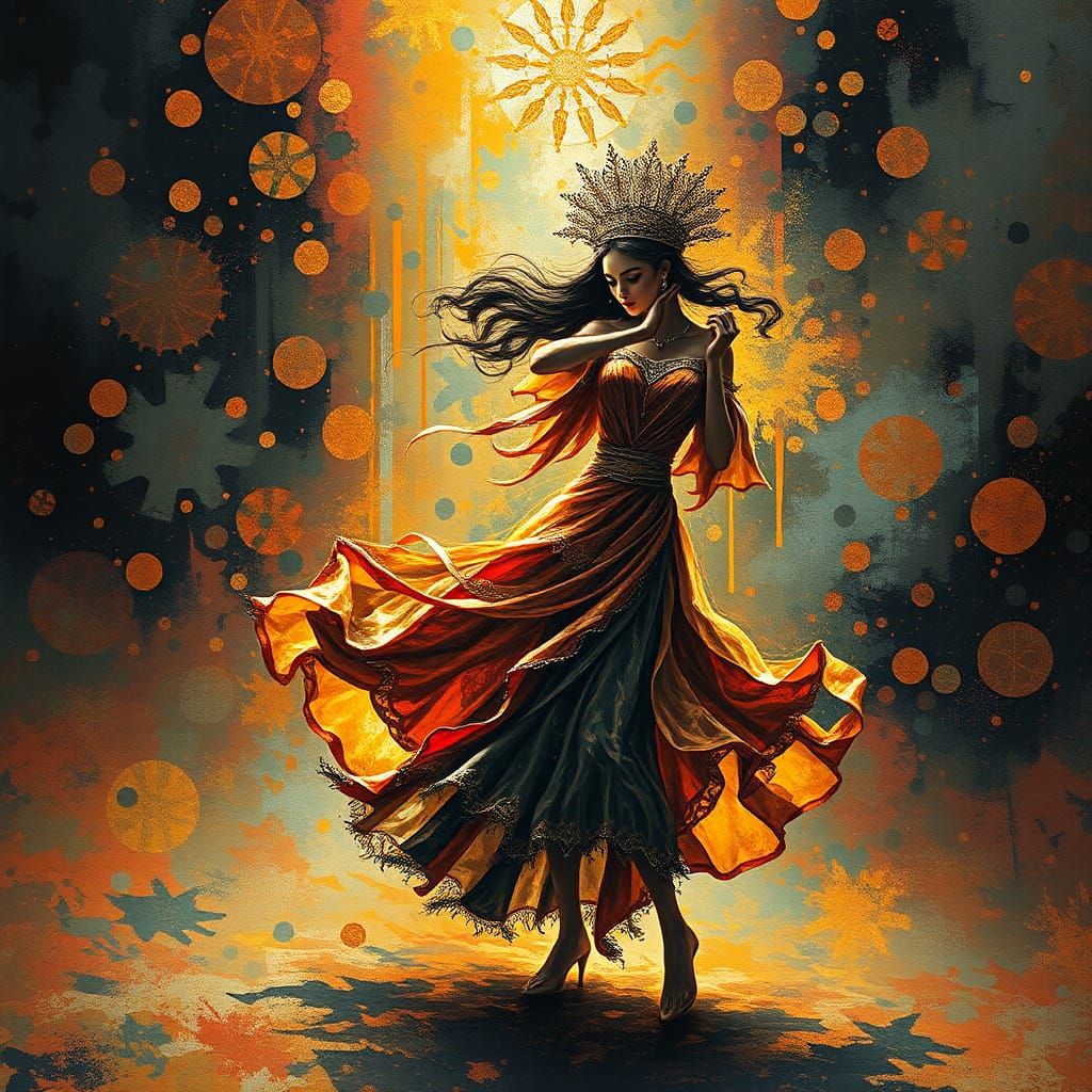 Abstract Jazz Art: Dancing Queen in Batik Fabric