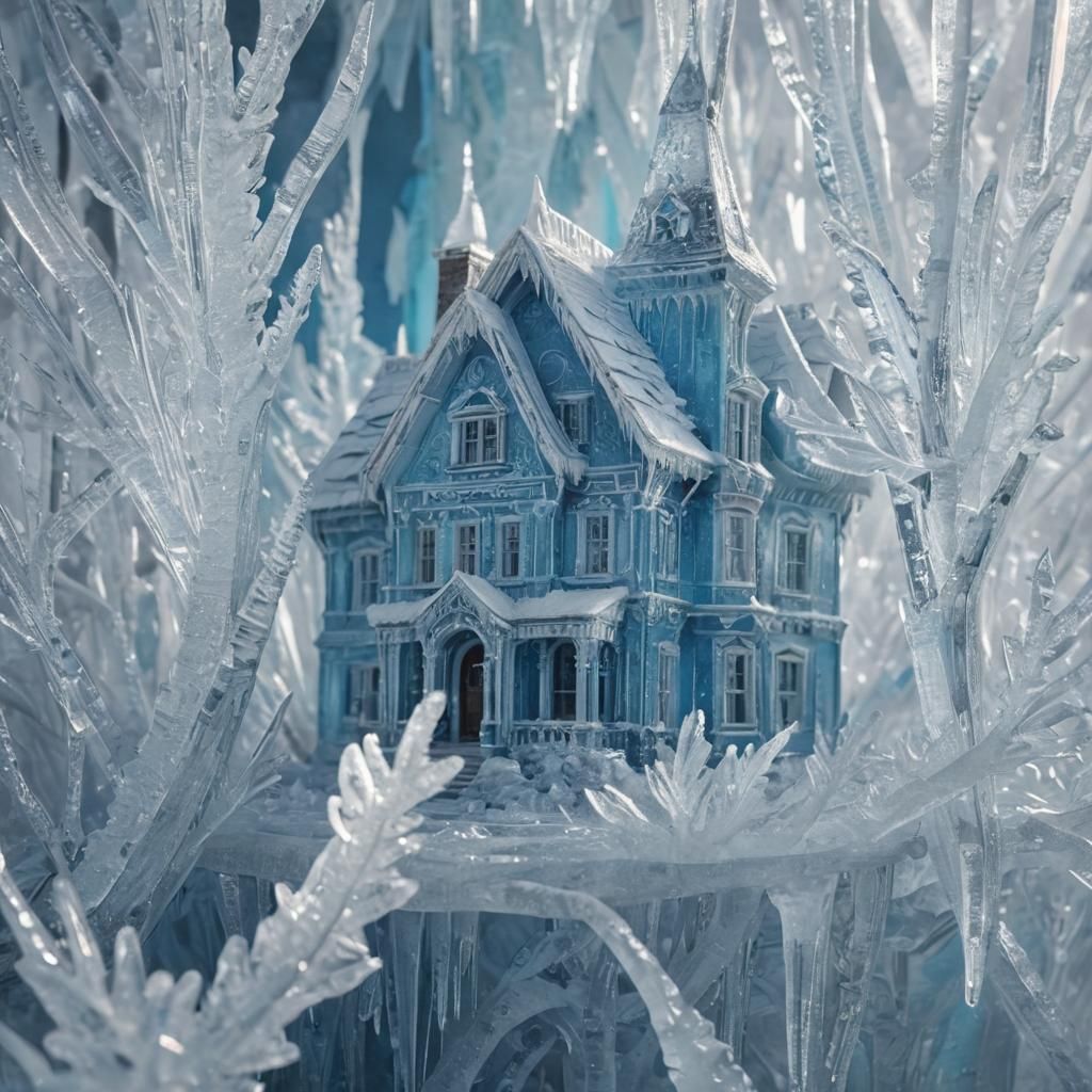 Intricate Ice House Architecture in Macro Shot