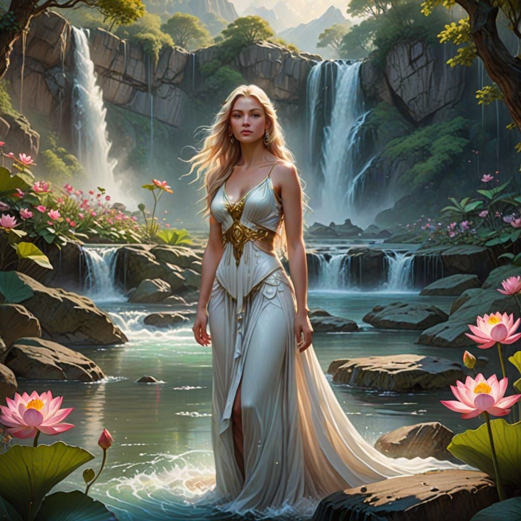 Ethereal Goddess in Lush Paradise