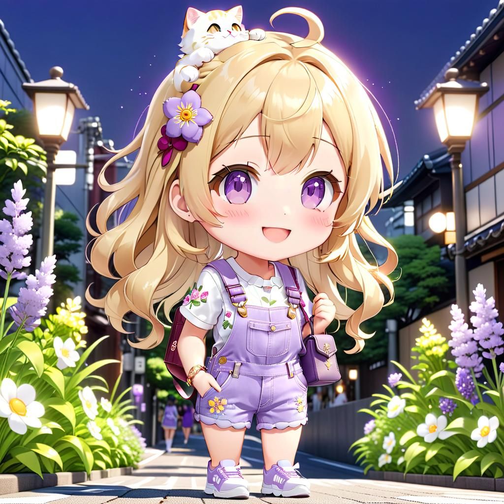 Anime Girl in Overalls on Tokyo Street