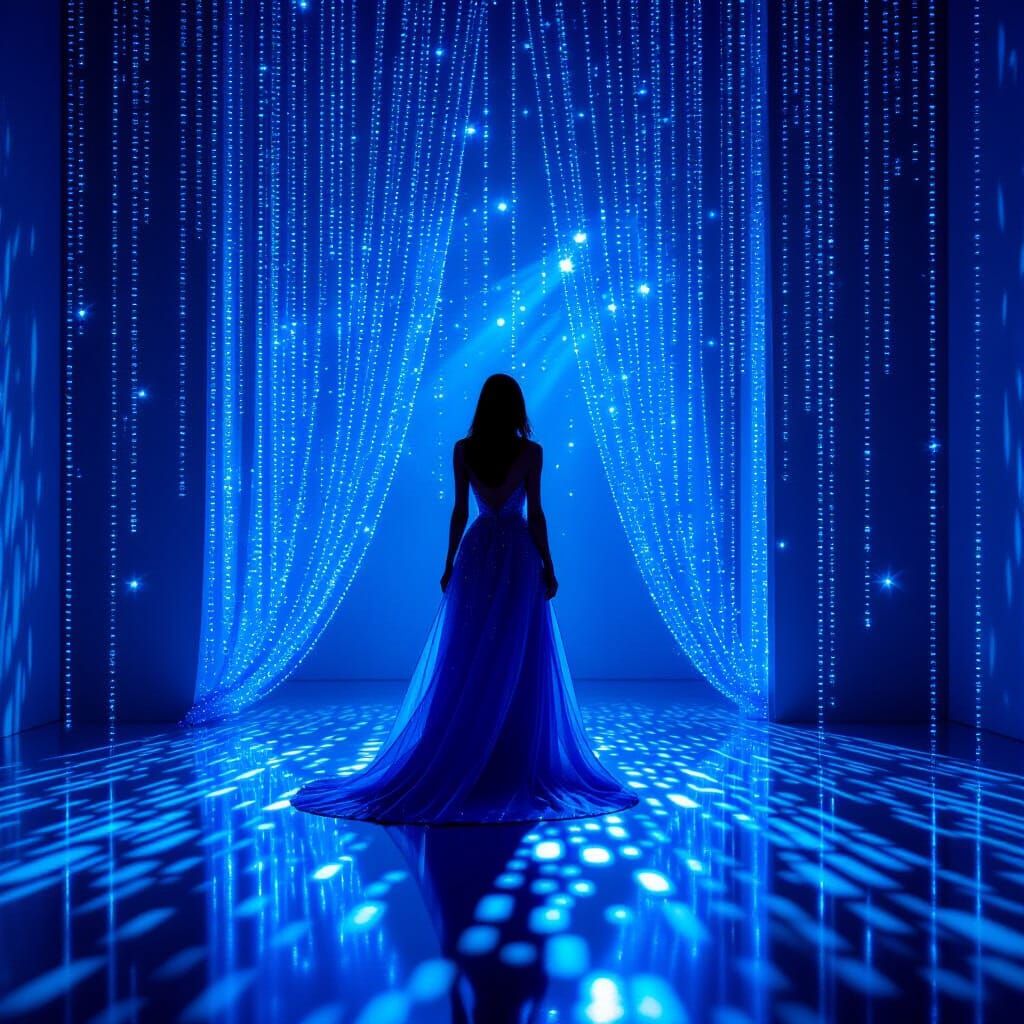 Sapphire Droplets Shimmering in Refracted Light