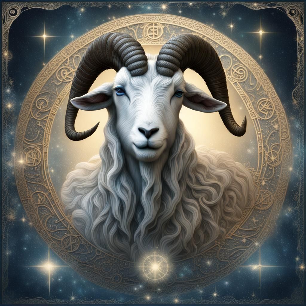Mystical Capricorn Zodiac Sign in Starry Sky