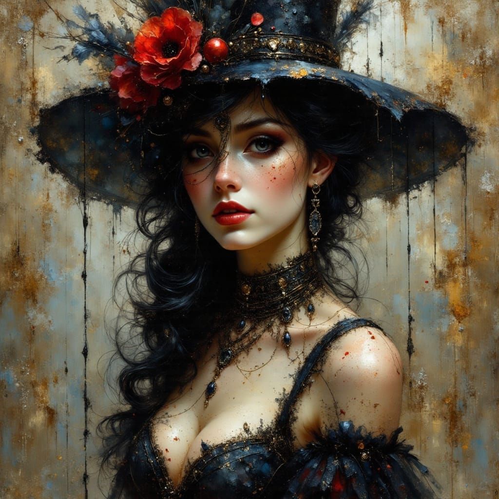 Goth Punk Queen in Vermeer Style Portrait