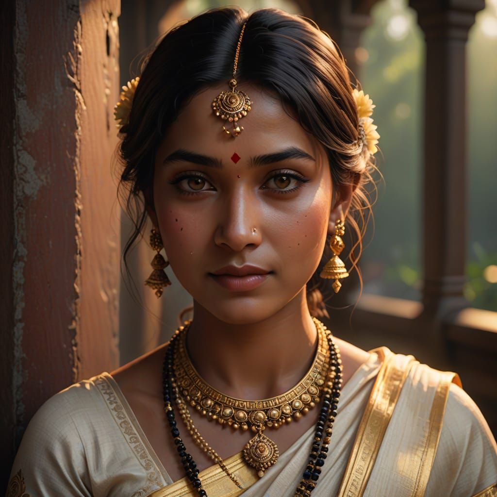Indian Bride - in white flowers
