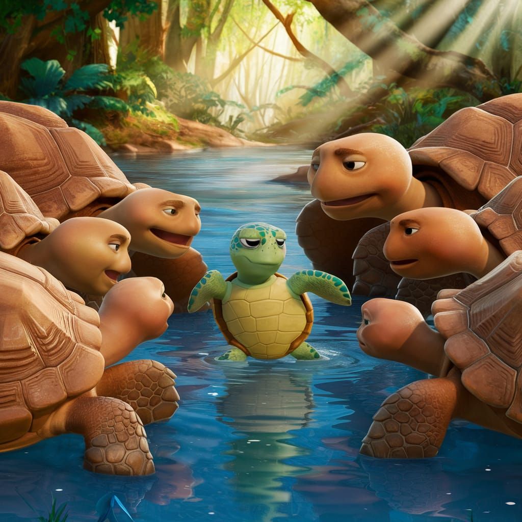 Pixar Animation: Sea Turtle in Tortoise Crowd