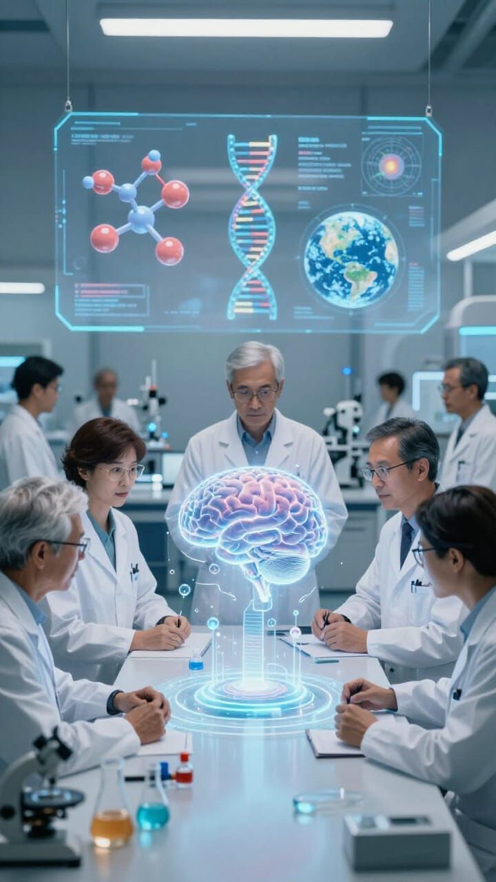 Futuristic Lab: Scientists Collaborate With AI Hologram