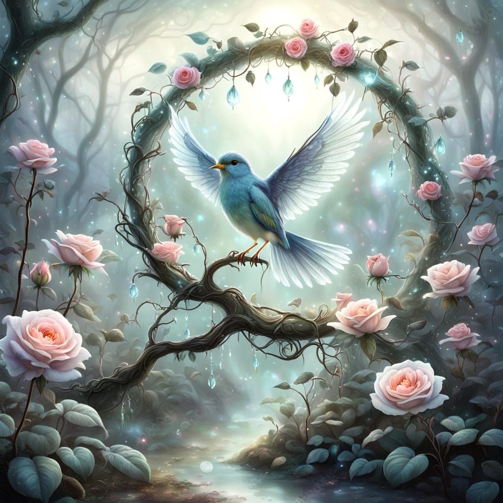 Enchanted Rose Garden in Pastel Colors