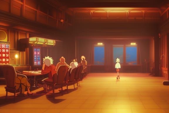 Casino Interior in Studio Ghibli Anime Style