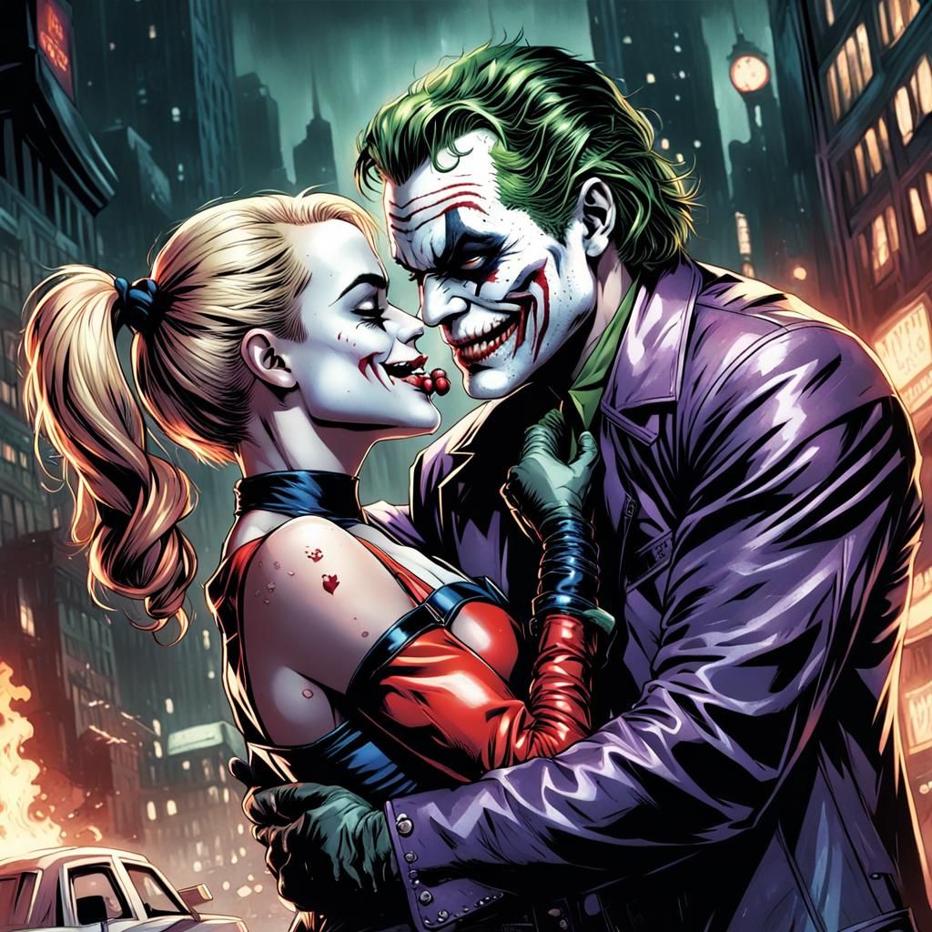 Joker and Harley Quinn Comic Book Art