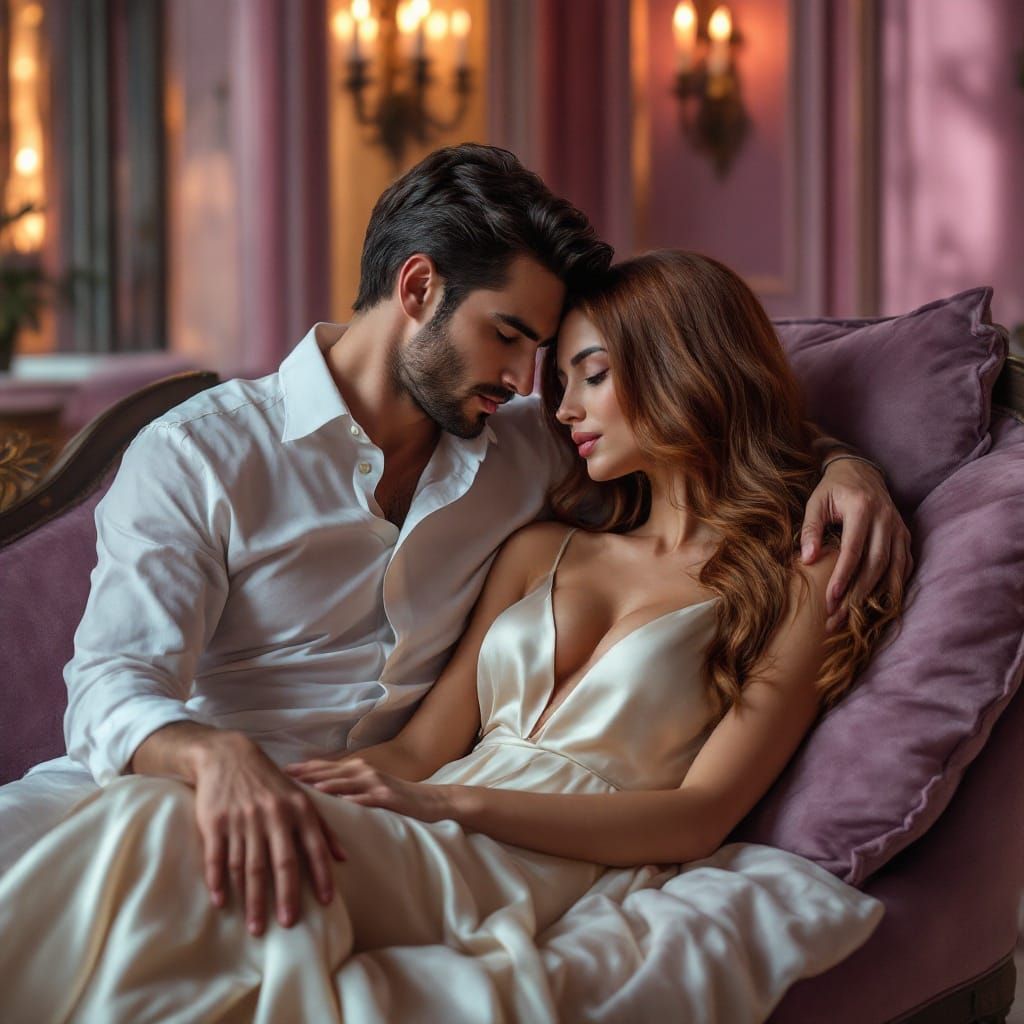 Intimate Moment: Billionaire and Woman in Art Nouveau Style