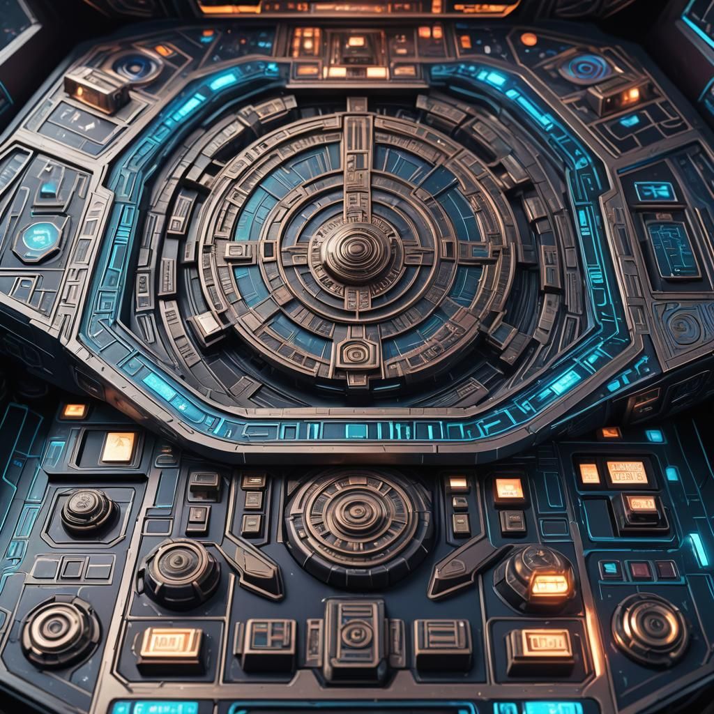 Aztec Starship Cockpit in Photorealistic Science Fiction Sty...