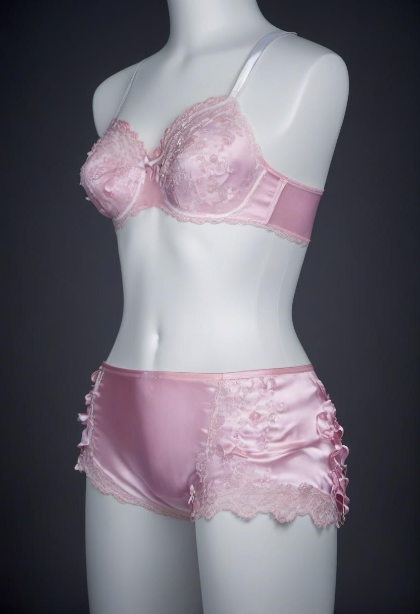 Pink Silk Underwear Close-Up Portrait