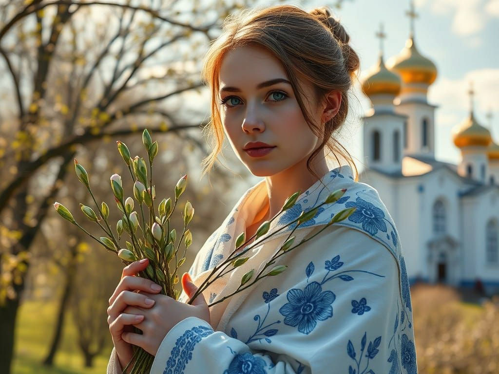 Gzhel Beauty in Spring Landscape