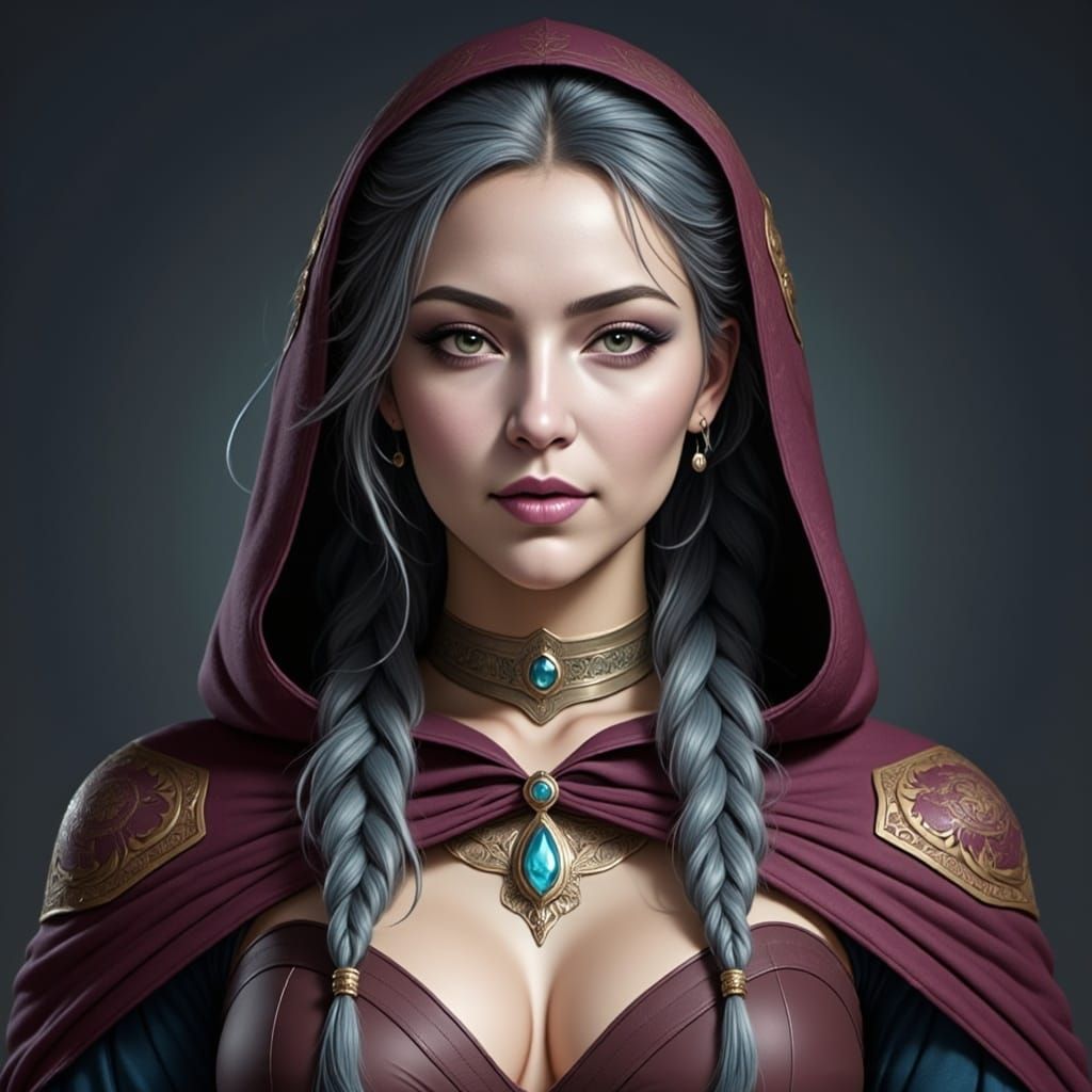 Ethereal Goddess in Burgundy and Gold Regalia