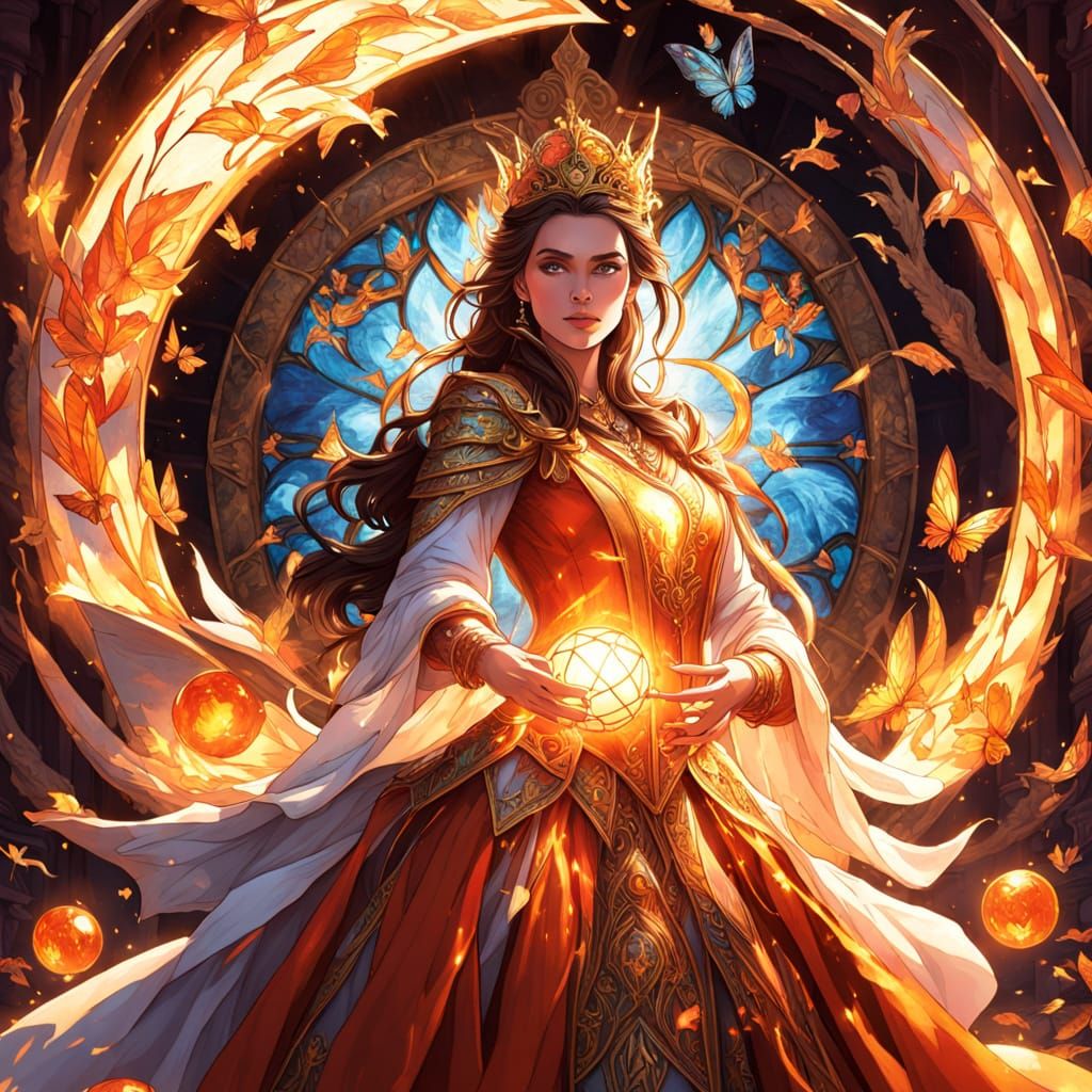 Royal Princess with Glowing Orb in Sunfire Sanctuary