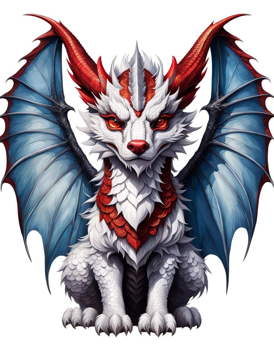 Good Luck Chinese Dog-Dragon with Bat Wings