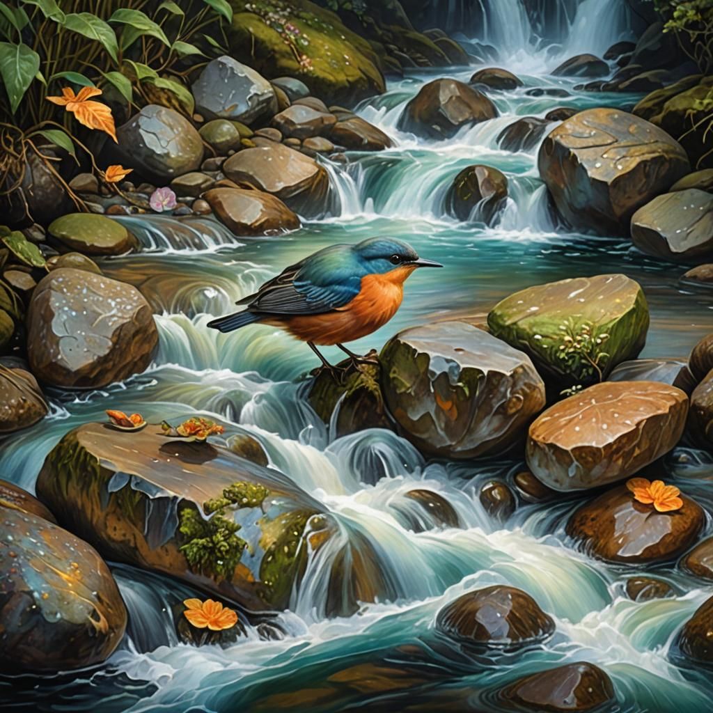 Dipper in Raging Torrent, Surrealist Style