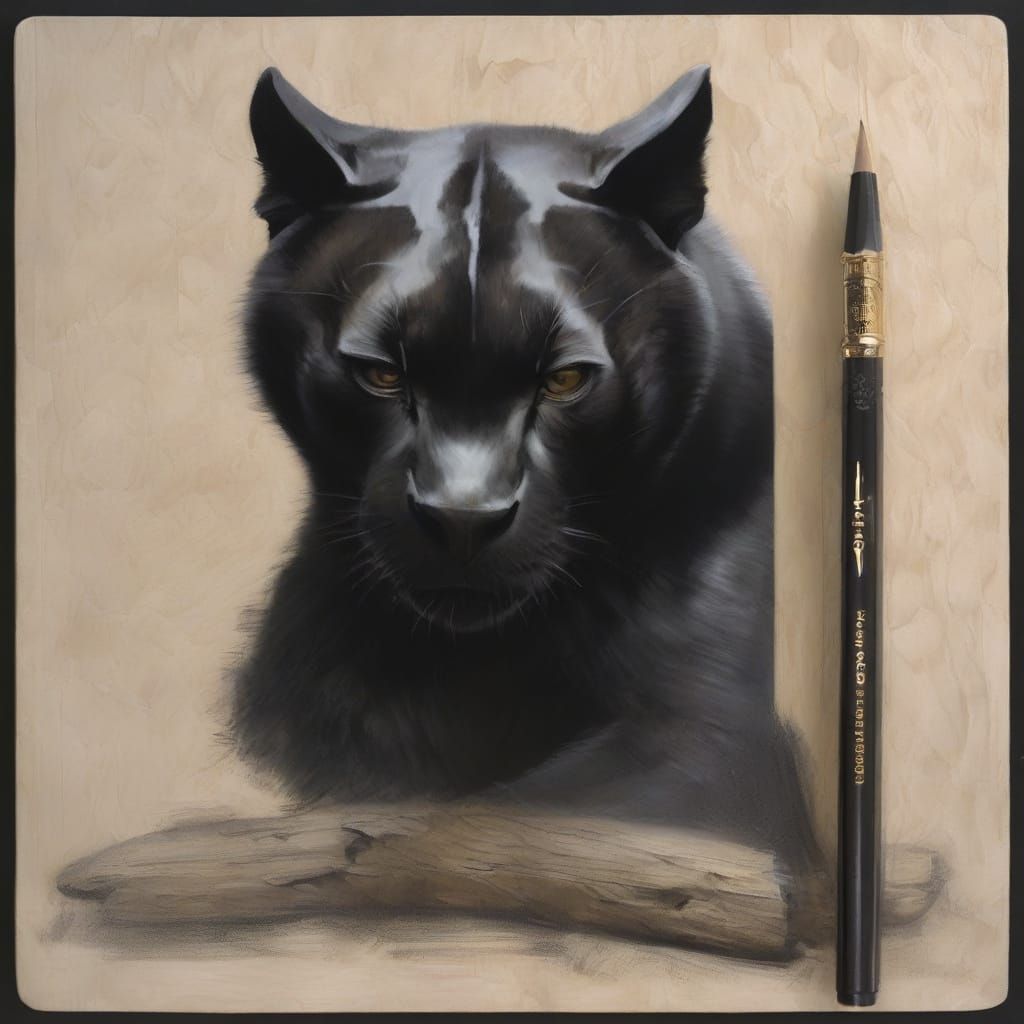 Pencil Becomes Black Panther in Surreal Oil Painting