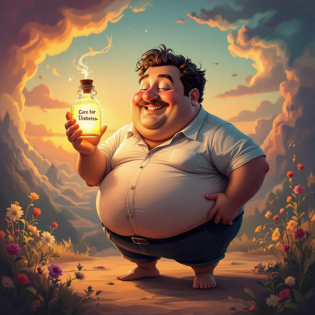 Obese Man Holds Diabetes Cure, Imagines Being Thin