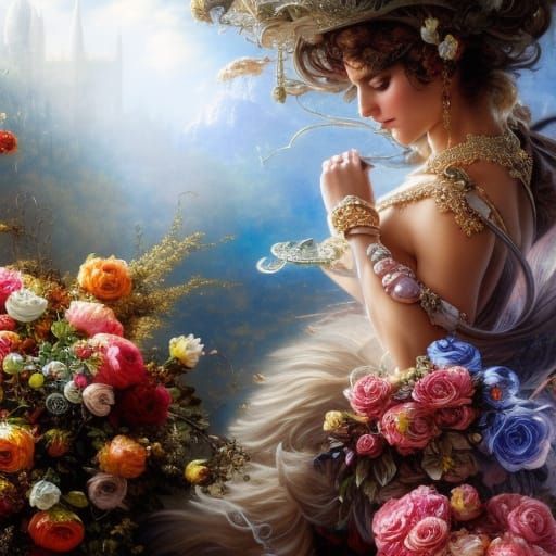 Radiant Roses Universe in Rococo Style