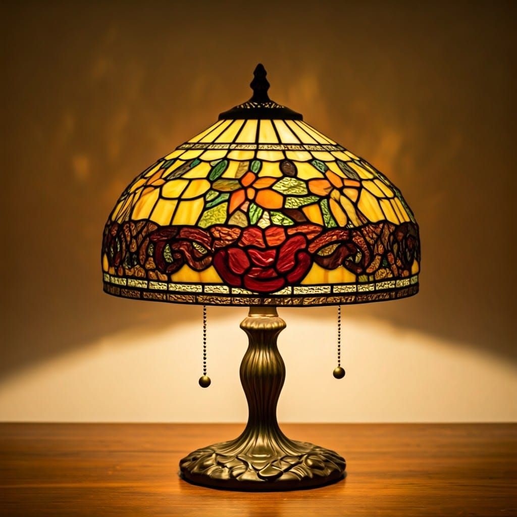 Elegant Tiffany-Style Lamp Radiating Golden Light