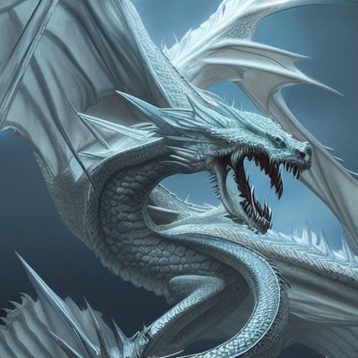 Eerie Blue-Eyed White Dragon Concept Art