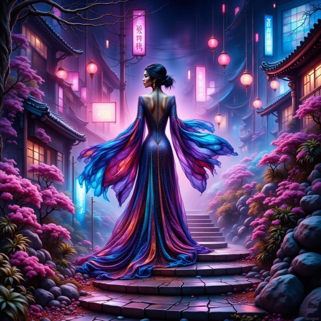 K-Pop Star's Seoul Ascent: Hyperrealistic Nightlife Portrait