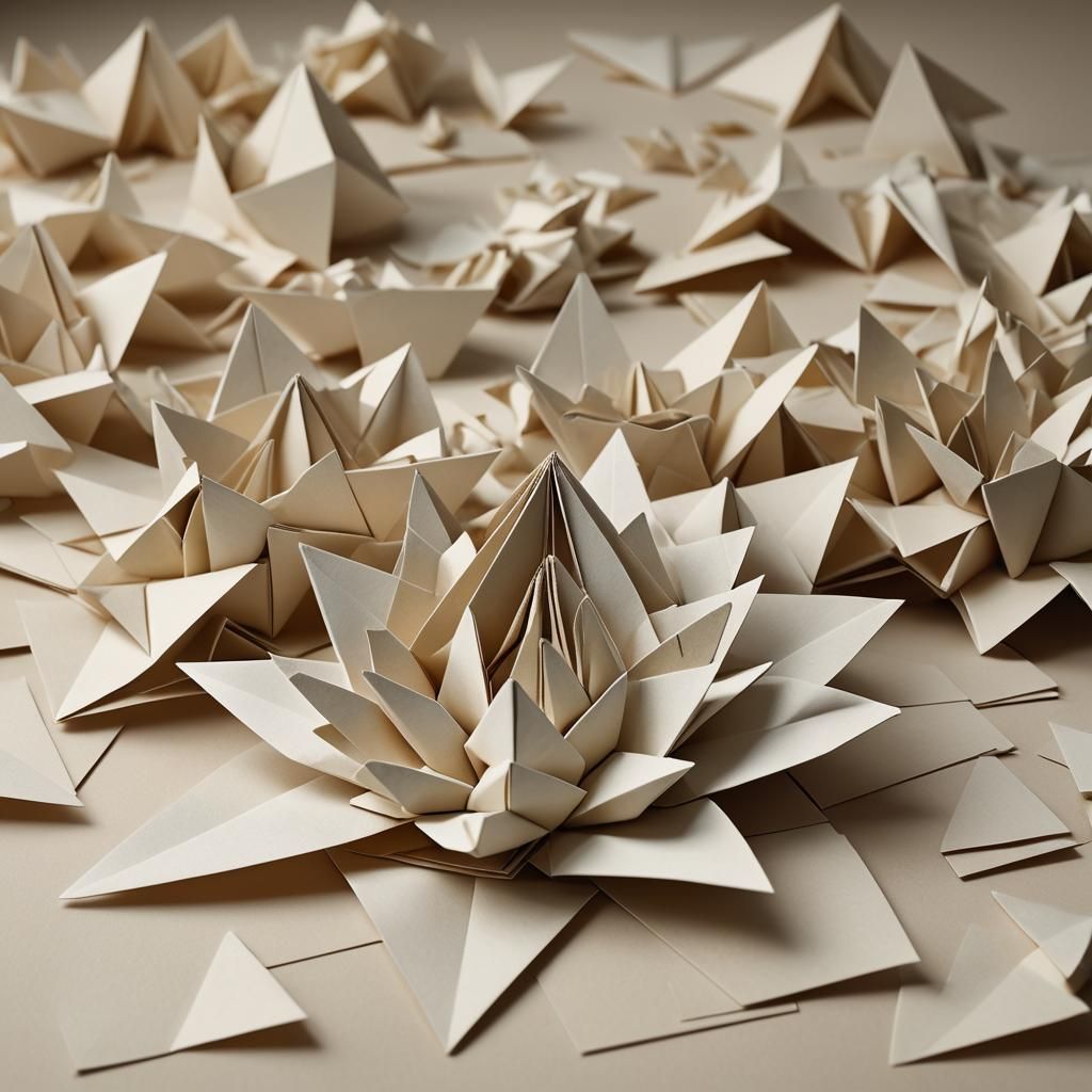 Intricate Origami Papercraft in Dreamy Soft Focus