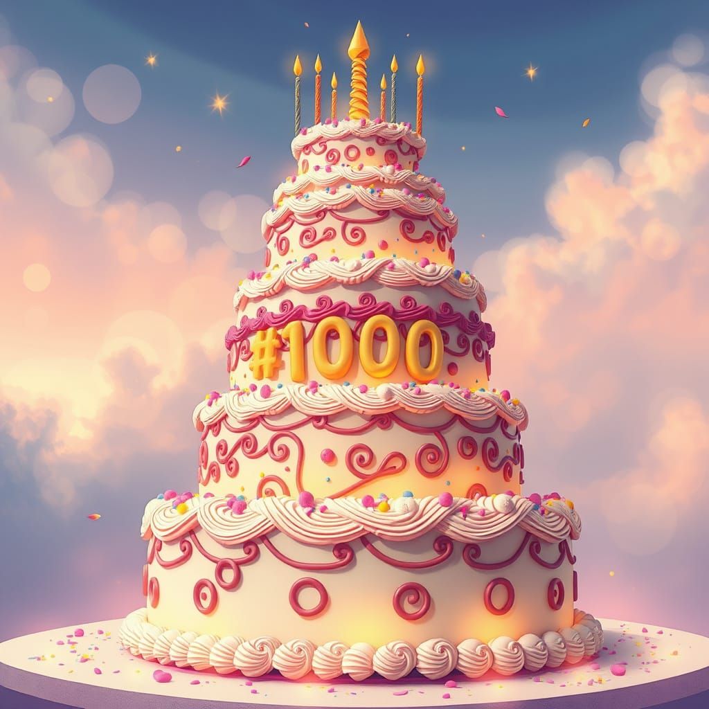 Majestic Multi-Tiered Cake for 1000th Daily Challenge