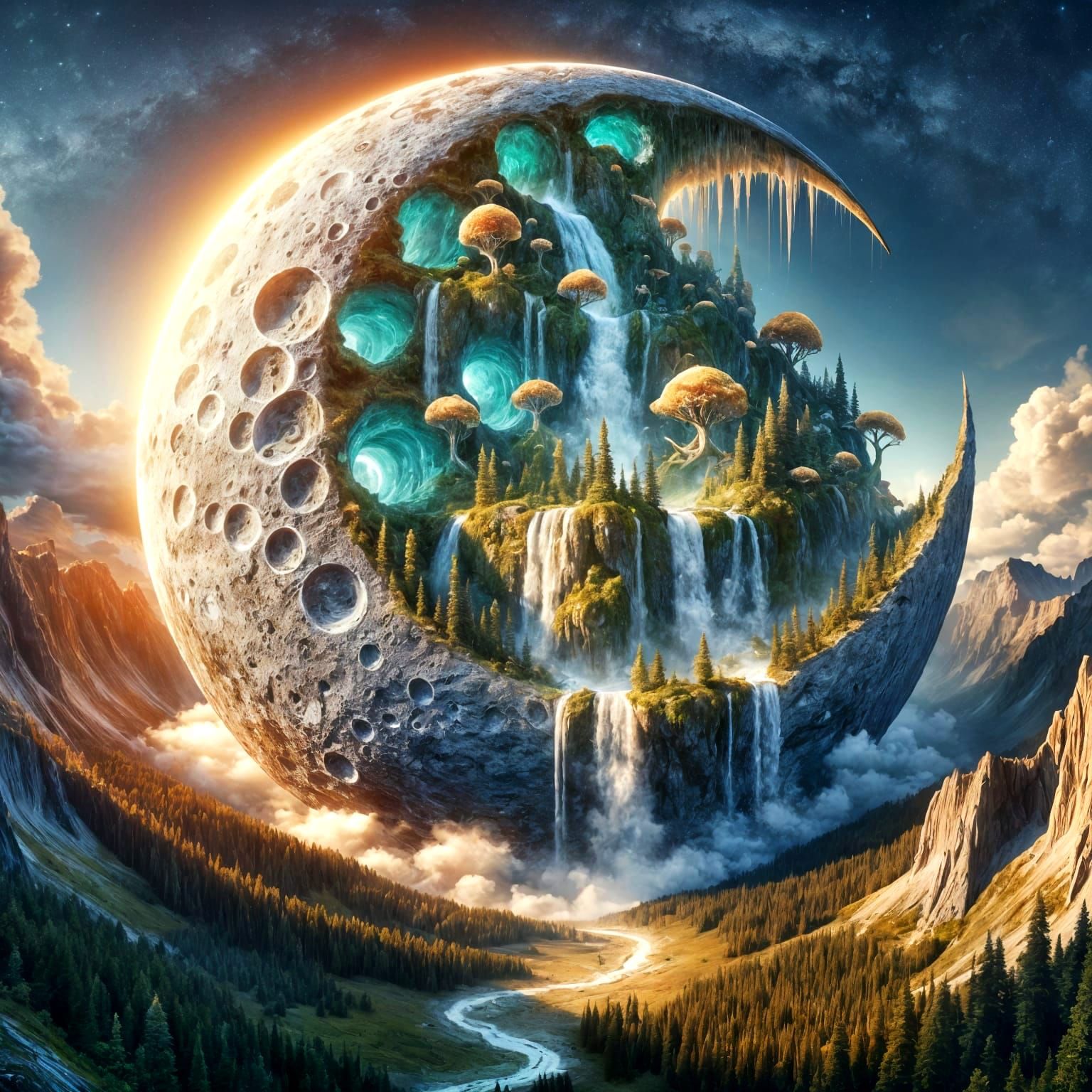 Majestic Moon Impact Creates Valley Ecosystem