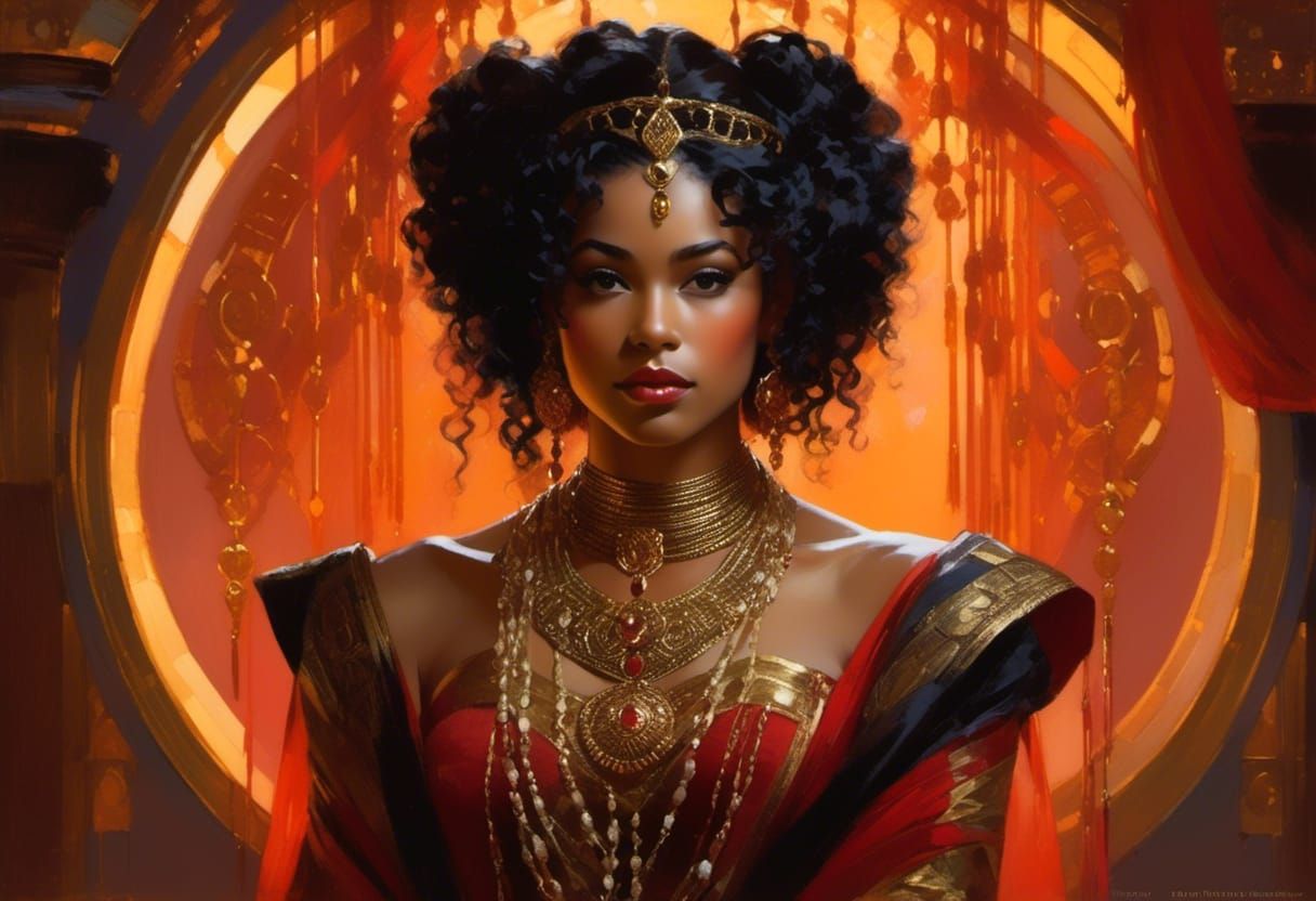 Ethereal African Queen with Braided Hair