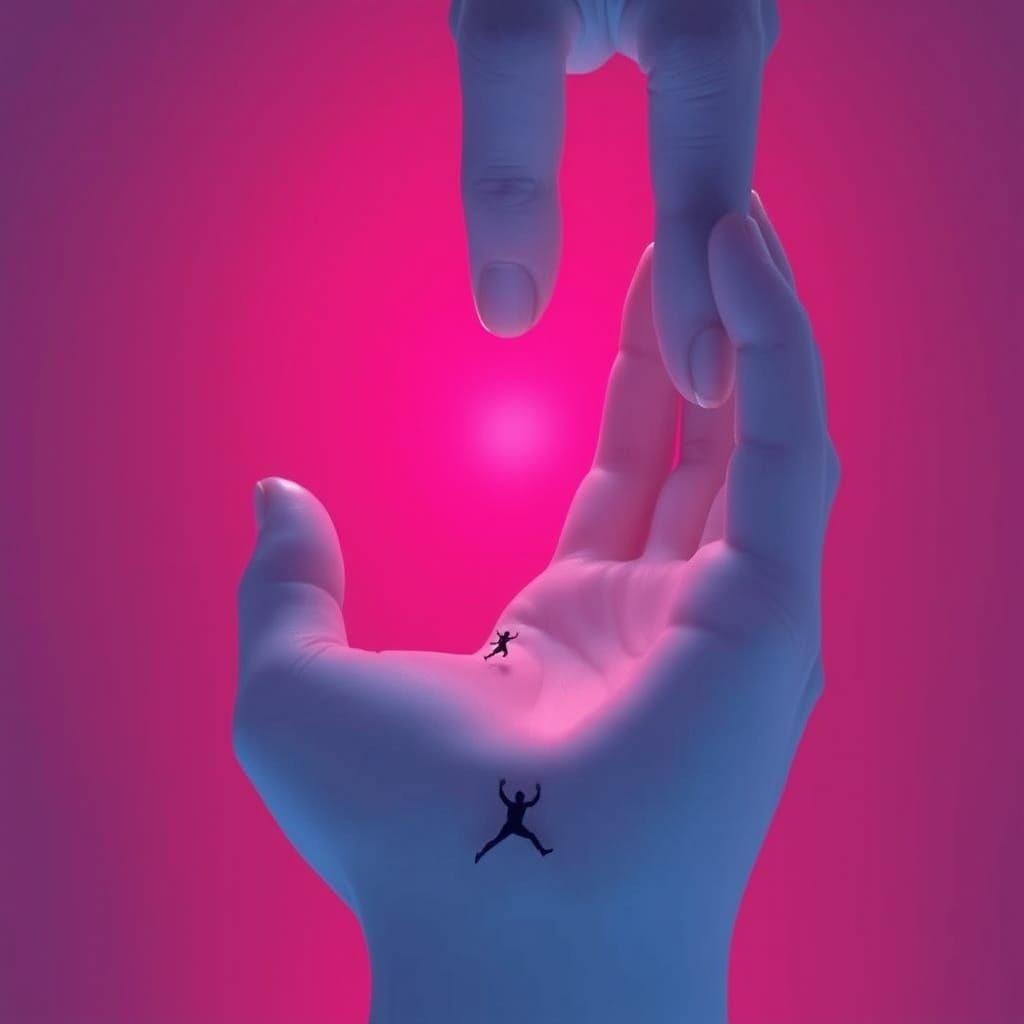 Ethereal Hand Extends into a Boundless, Magenta Void