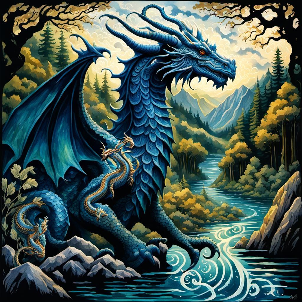 Majestic Celtic Sea Dragon in Watercolor