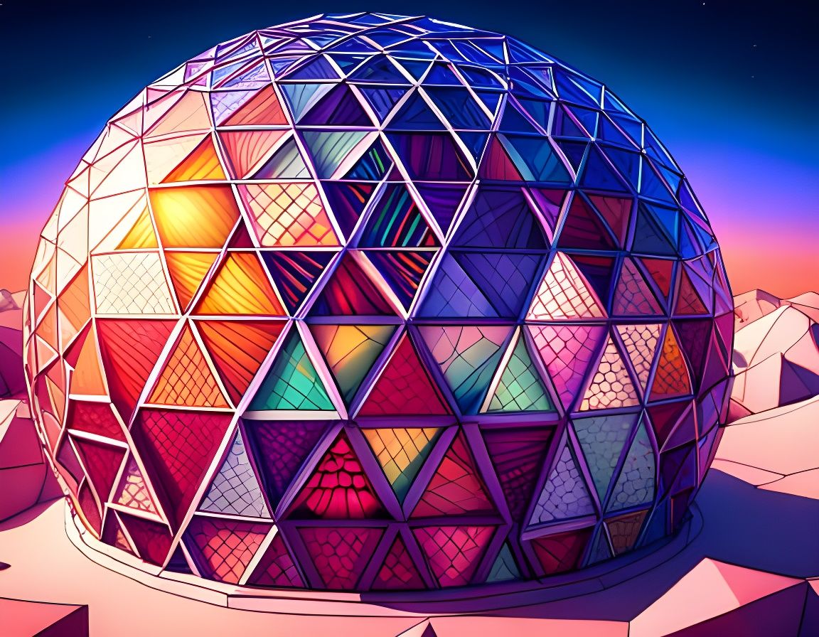 Iridescent Geodesic Dome with Bizarre Patterns