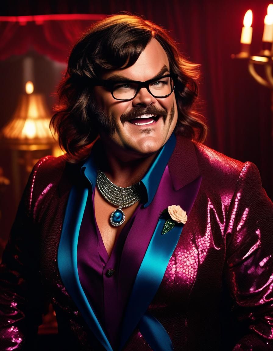 Hyperrealistic Portrait of Jack Black as Drag Artist