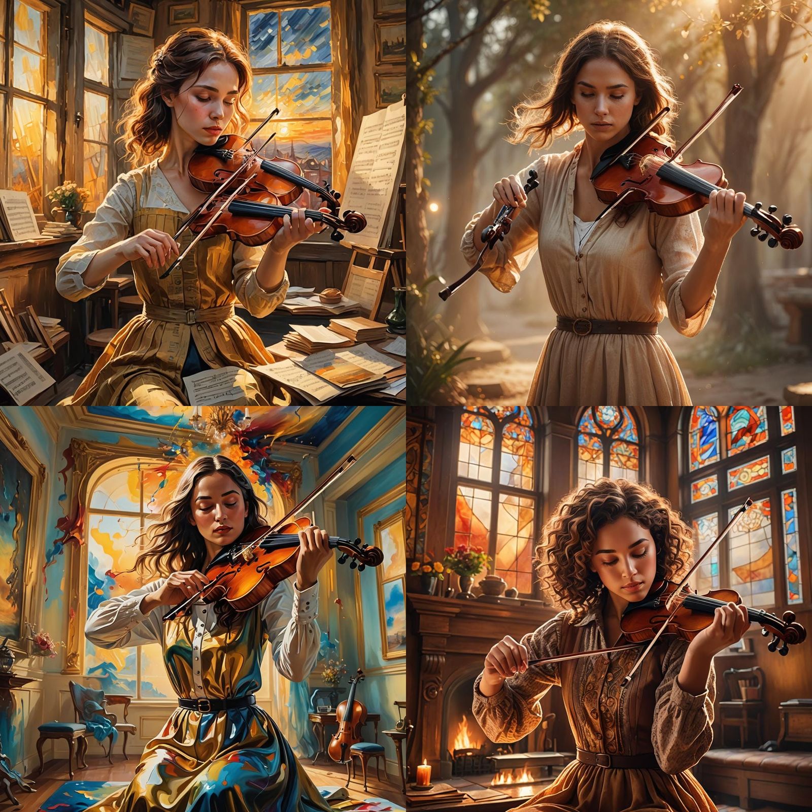 Passionate Girl's Artistic Dedication in Matte Painting