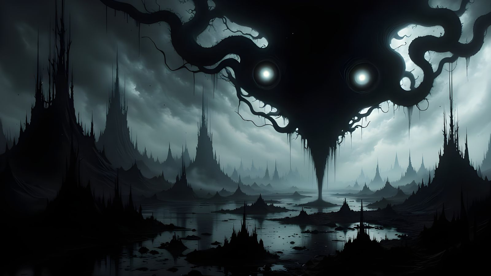 Ethereal Landscape in Darkened World