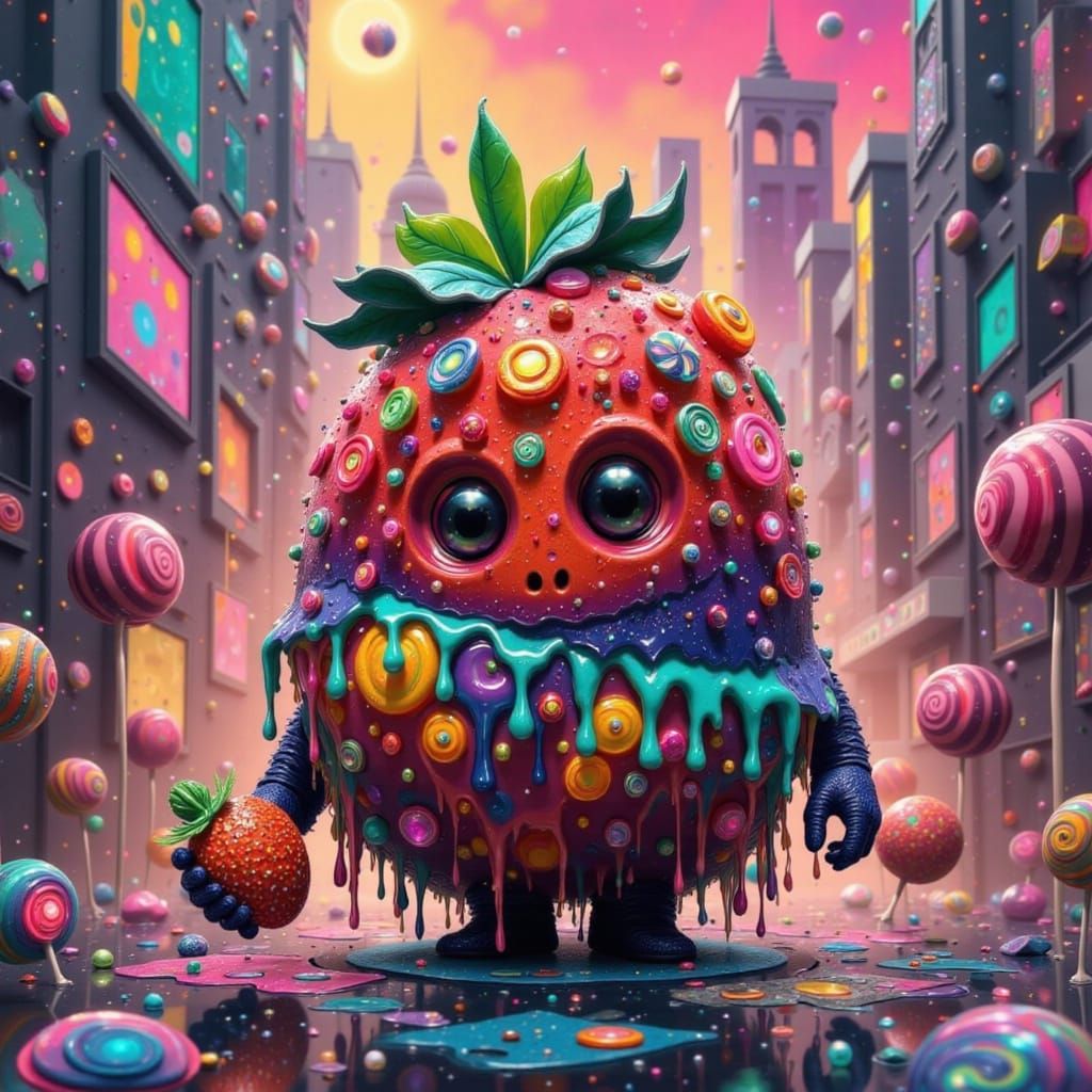 Whimsical Candy Maker in a Surreal Candy Shop