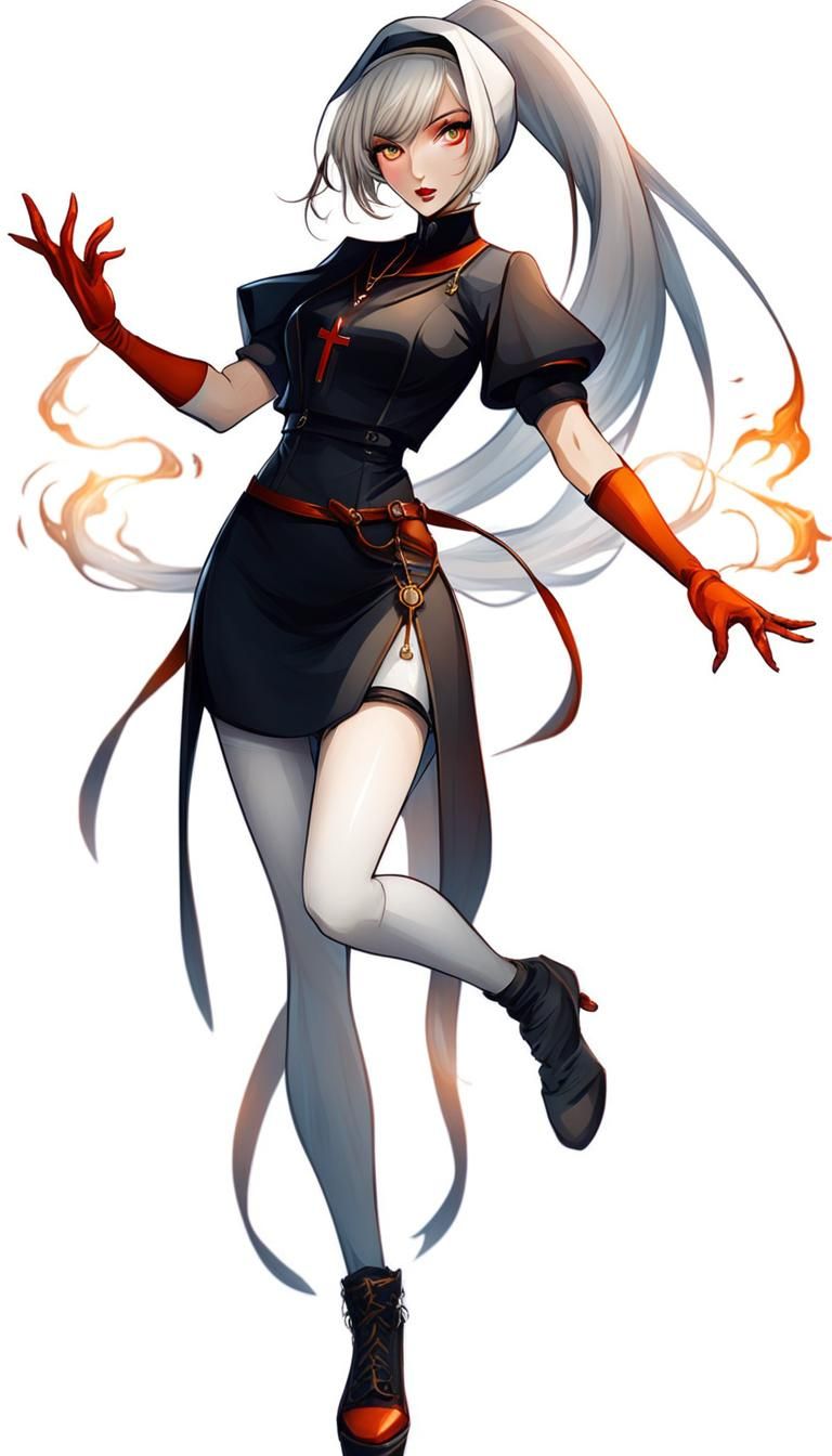 Stylized Nun Character in Contemporary Style