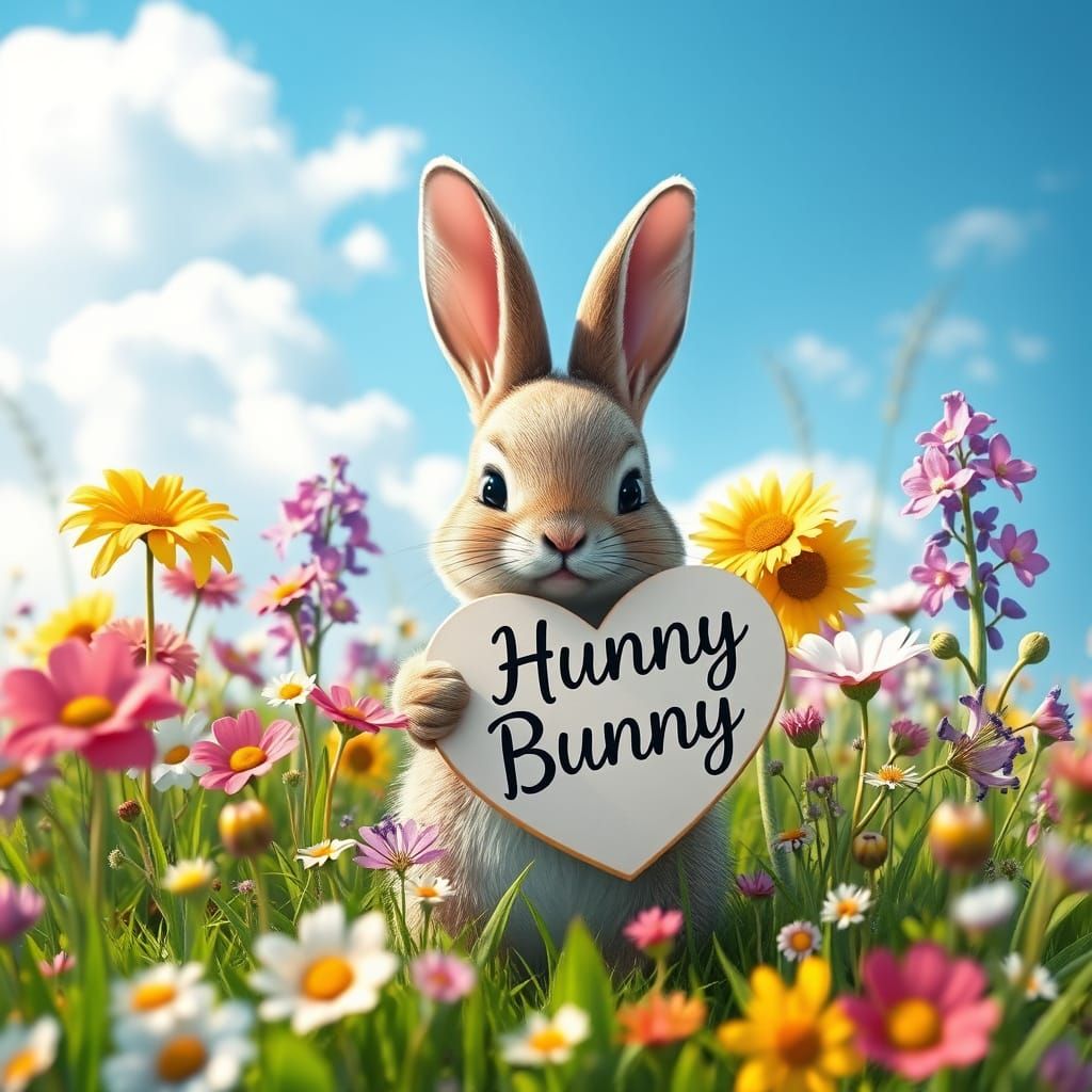 Whimsical Bunny in a Vibrant Meadow