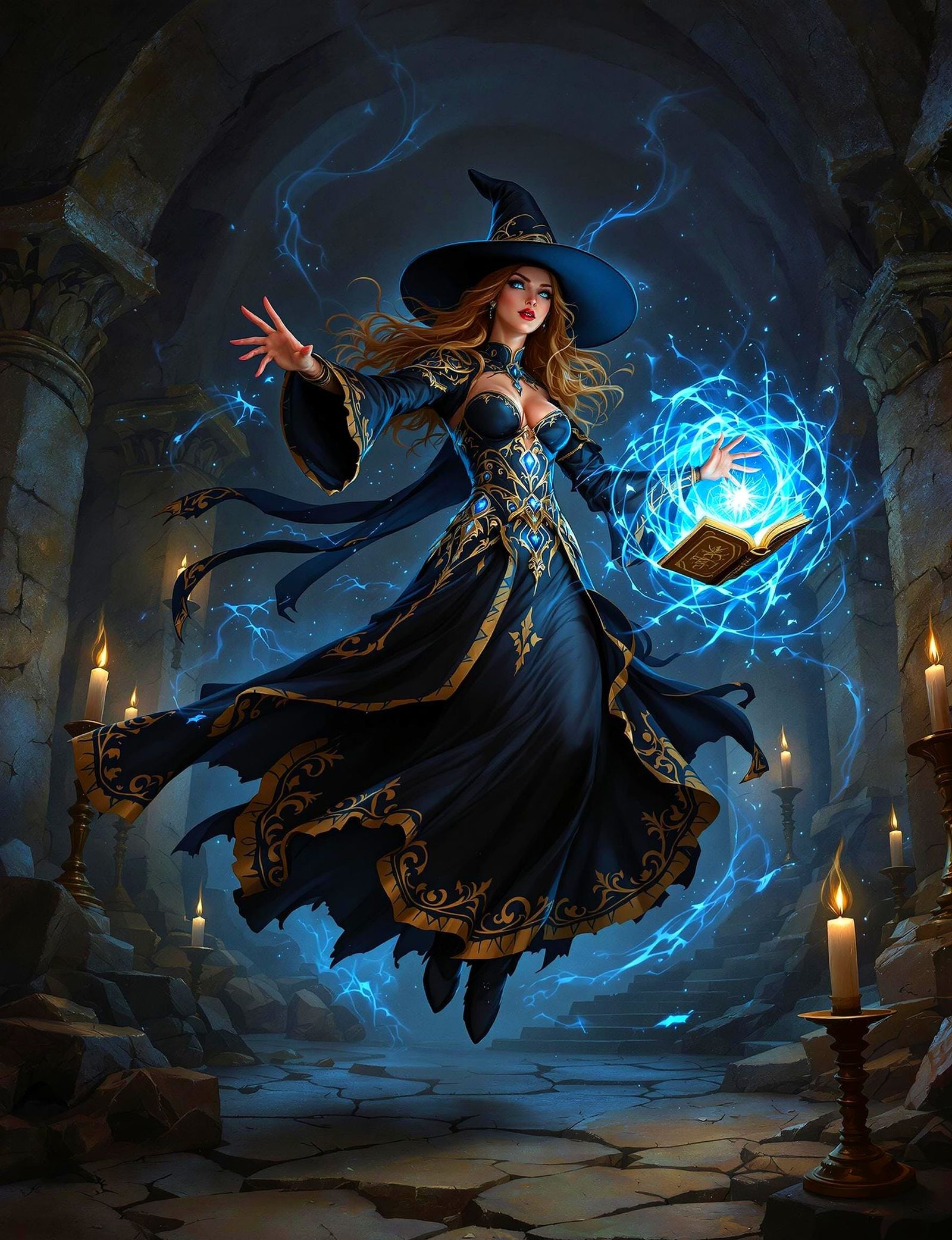 Mystical Witch Caster in Dungeon Ambiance