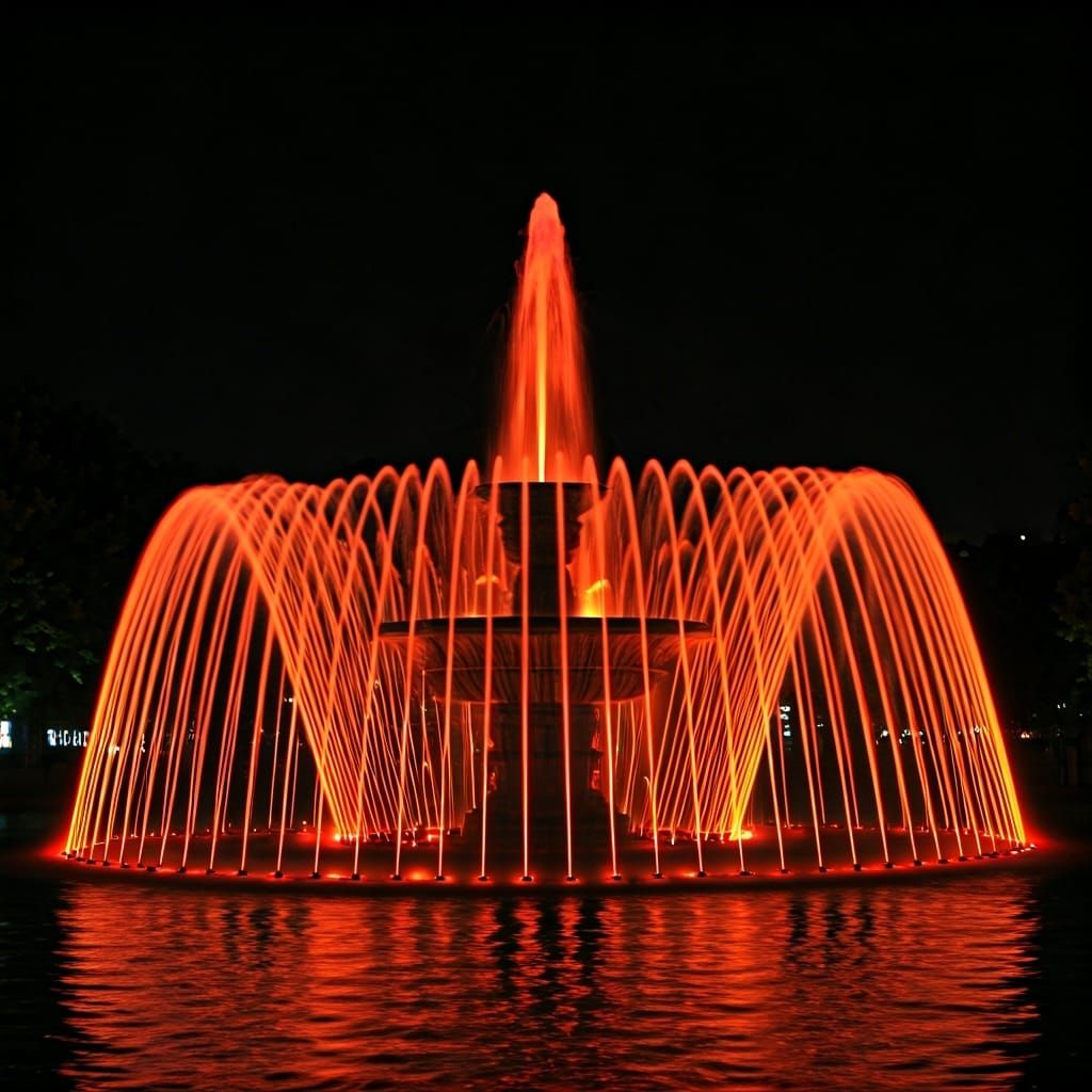 Glowing Fountain with Radiant Water