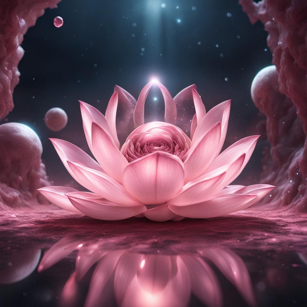 Rose Quartz Lotus Wand in Space