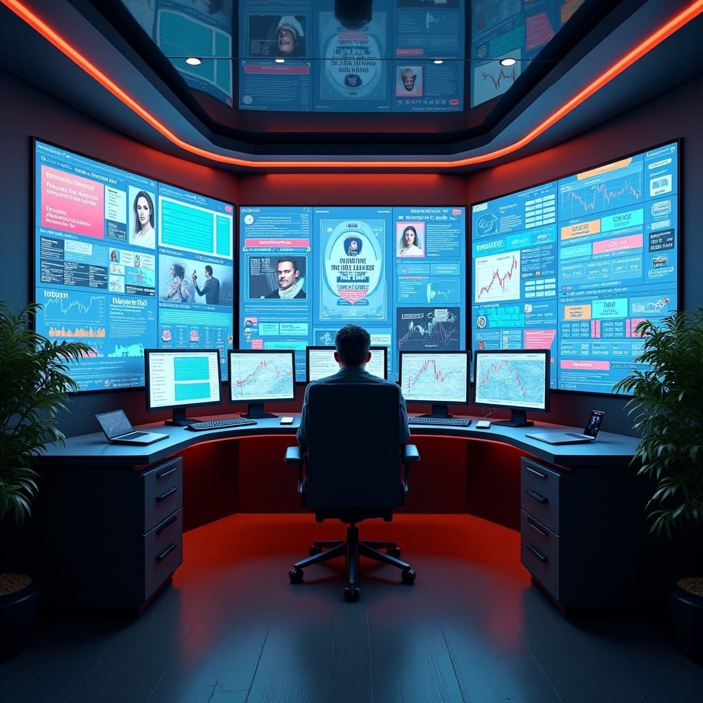 Modern Trader's Room with Real-Time Market Data